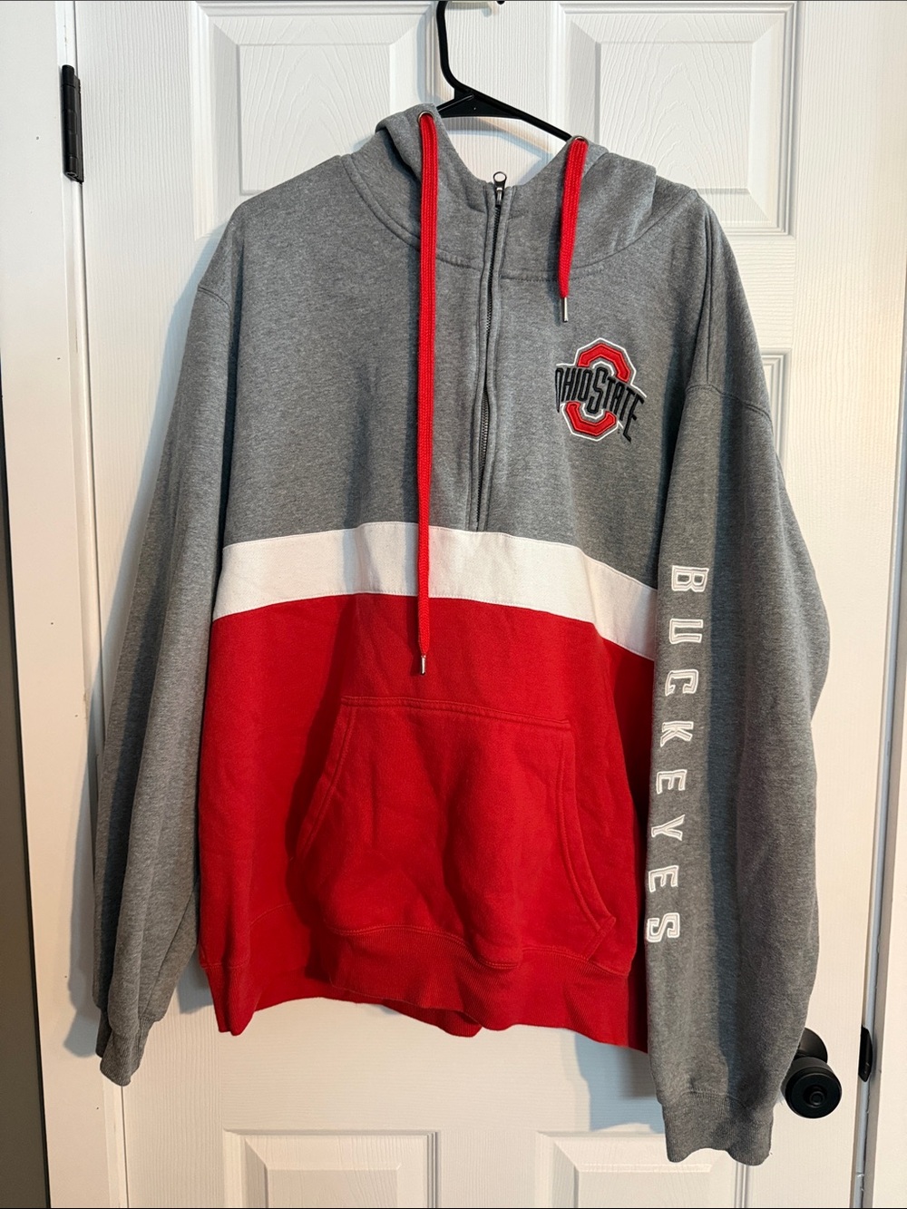 Ohio State Colorblock Hoodie with Red Accents